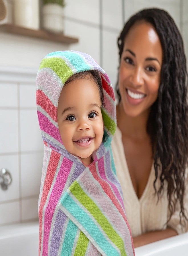 ORIGINAL KIDS Hooded Baby Towel for Newborn - 100% Cotton Large Baby Bath Towels with Hood for Infants, Toddler - Extra Absorbent & Soft Newborn Bath Essentials - Large 24x30 - Pink Multi - Image 2